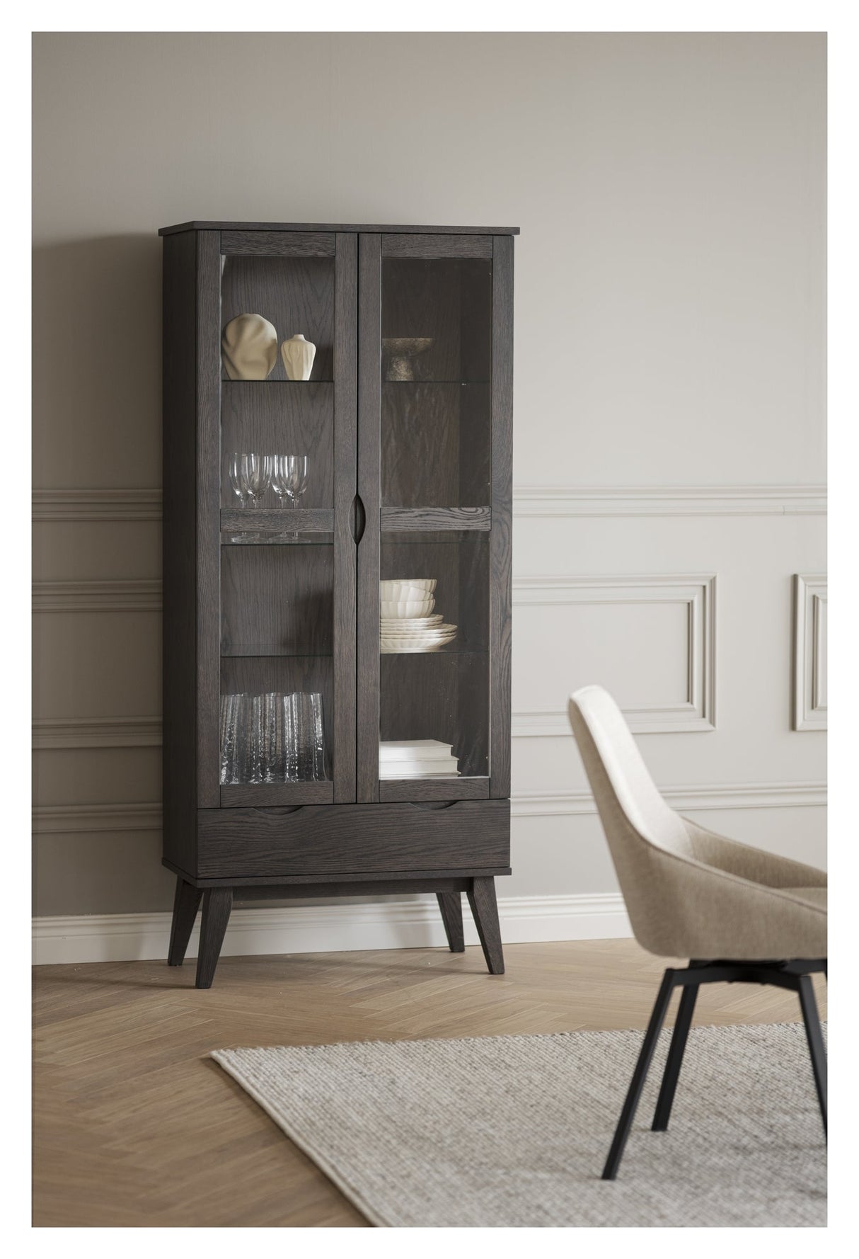 Filippa, wine cabinet - brown/oak