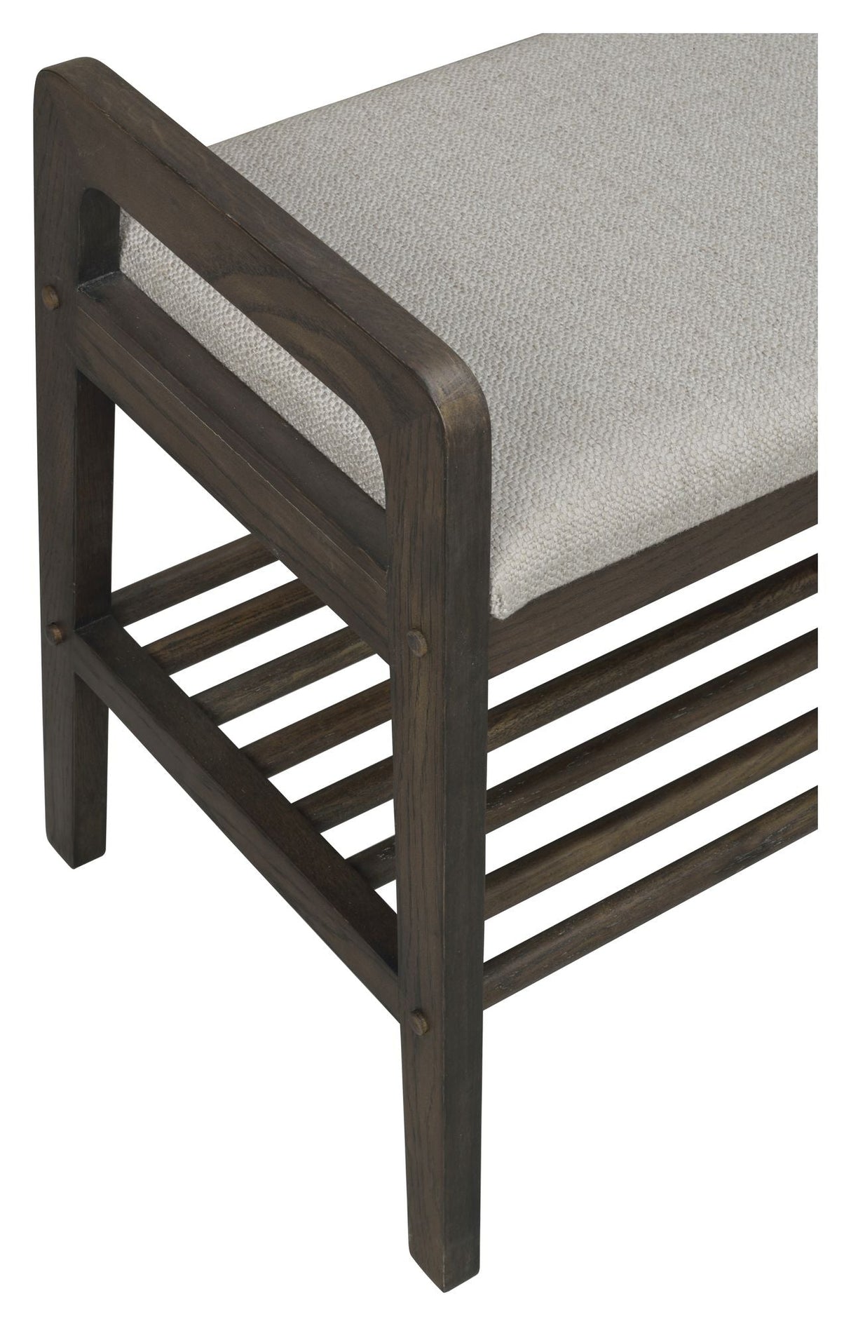 Inverness Bench with Shoe Shelves - Brown Oak/Beige