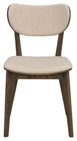 Kato Dining chair, Brown oak, beige fabric