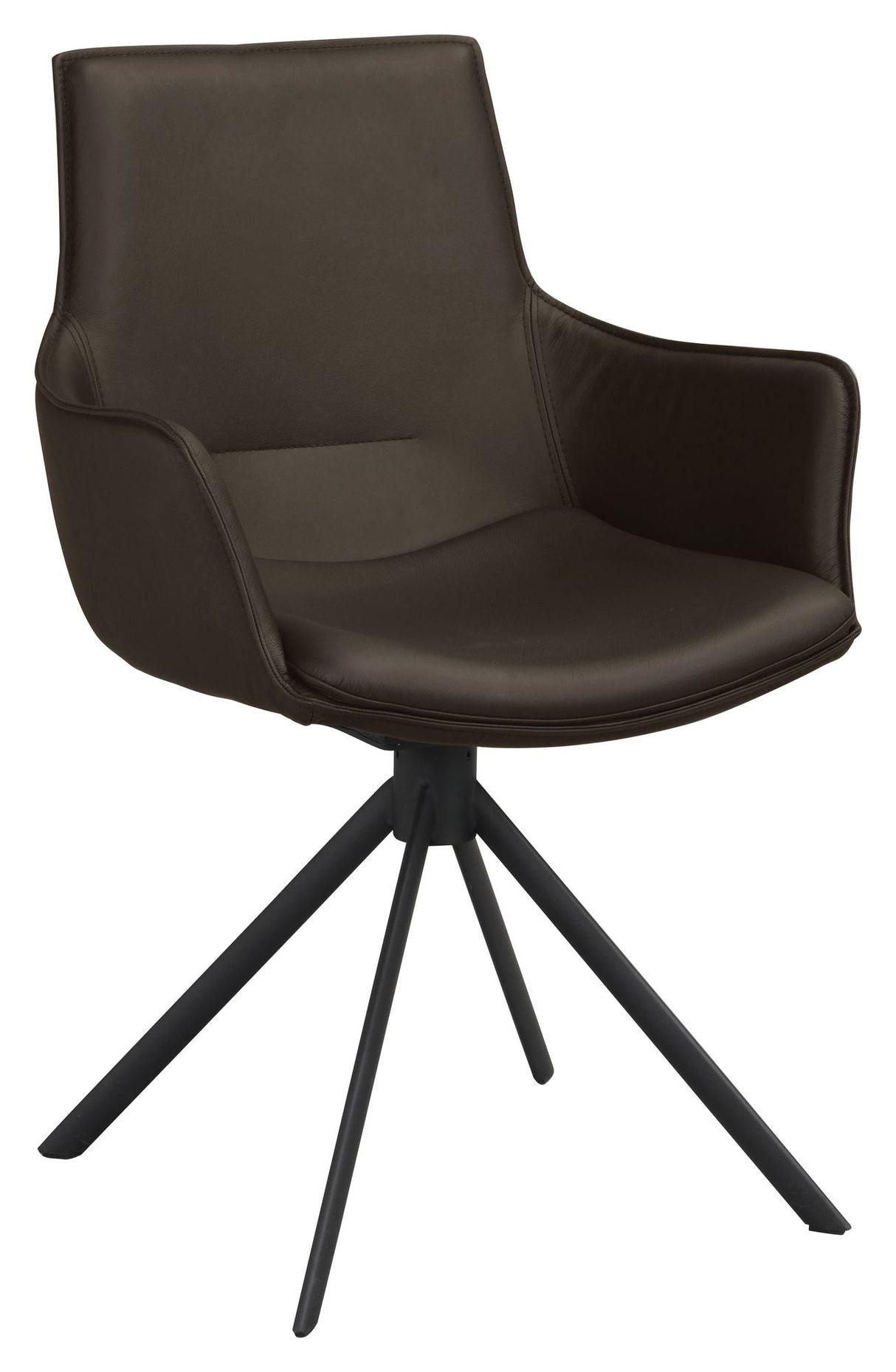 Lowell Armchair with swivel function, Brown leather