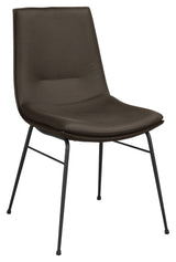 Lowell Dining chair with swivel foot, Brown/Black leather