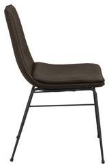 Lowell Dining chair with swivel foot, Brown/Black leather