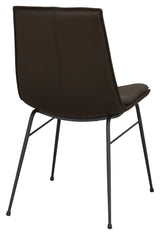 Lowell Dining chair with swivel foot, Brown/Black leather