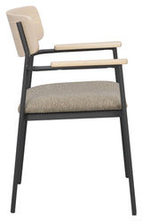 Maymont, dining chair with armrest - light oak/beige