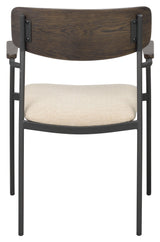 Maymont, dining chair w/armrests - dark oak/beige