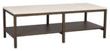 Orwel Coffee table, Beige travertine, Brown oak, 140x60