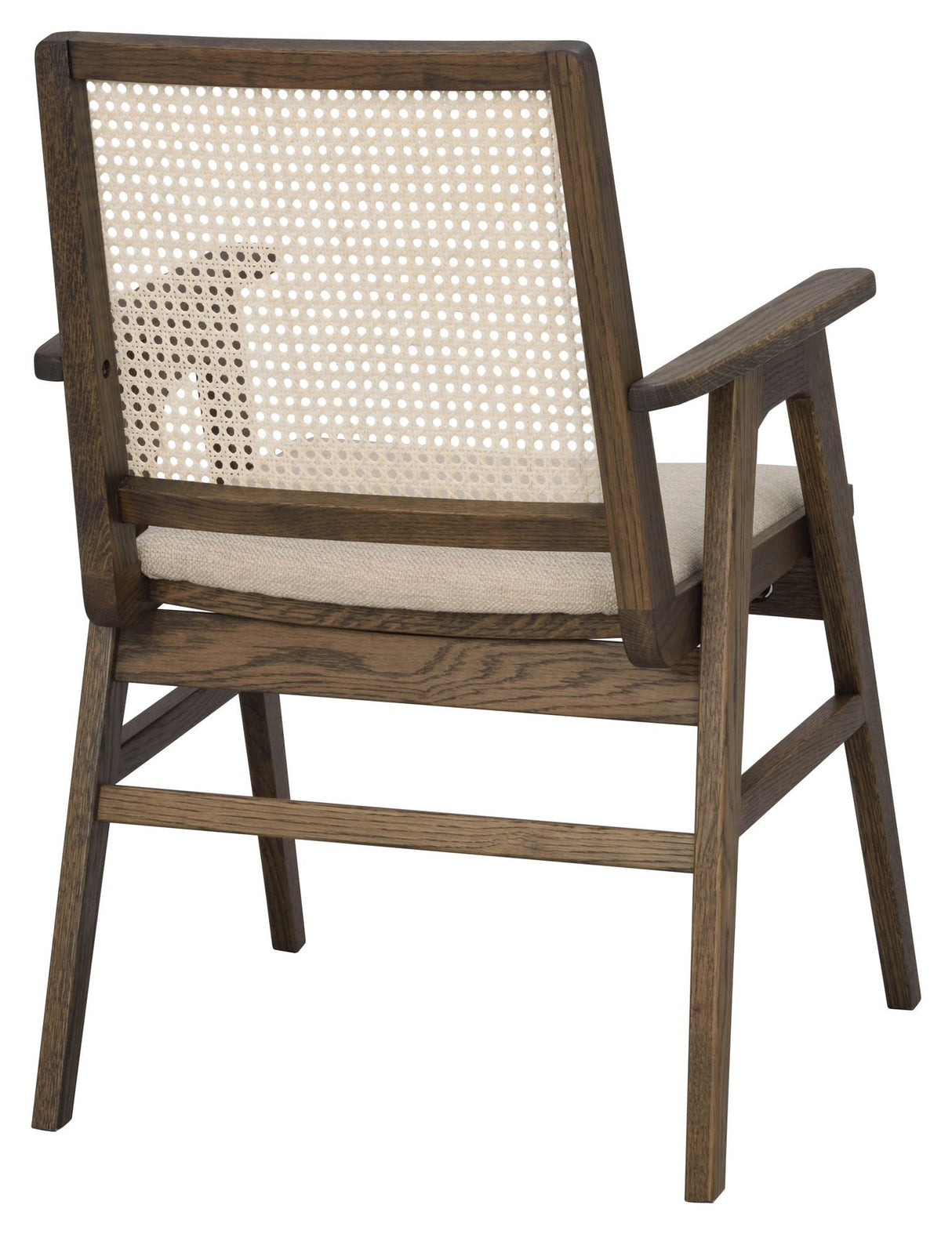 Prestwick Armchair, Brown oak and rattan, beige fabric