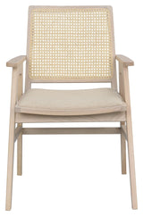 Prestwick Armchair, White pigm., Rattan, beige fabric