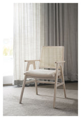 Prestwick Armchair, White pigm., Rattan, beige fabric