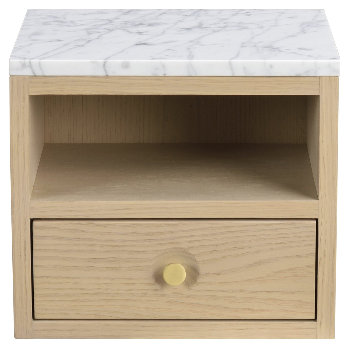 Whitmore, bedside table - white pigmented oak/marble