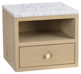 Whitmore, bedside table - white pigmented oak/marble