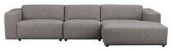 Willard, 4-seater chaise longue right - gray