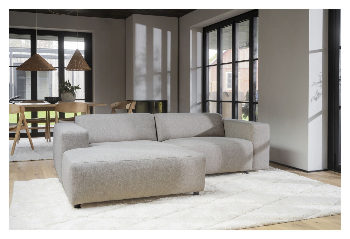 Willard Sofa 3-seater w. chaise longue, Left, Light beige fabric