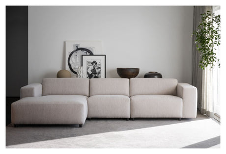 Willard Sofa 4-seater w. chaise longue, Left, Light beige fabric