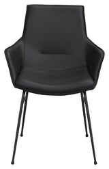 Lowell Dining chair with armrests, Black leather