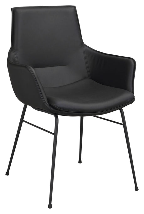 Lowell Dining chair with armrests, Black leather