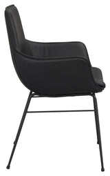 Lowell Dining chair with armrests, Black leather