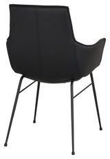 Lowell Dining chair with armrests, Black leather