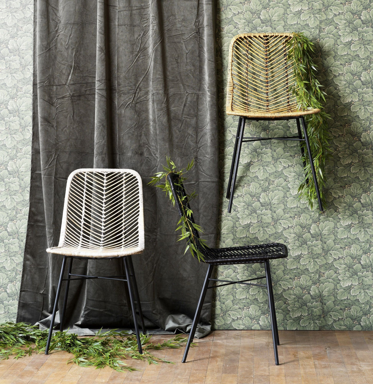 Manado Dining chair in rattan - Nature/Black