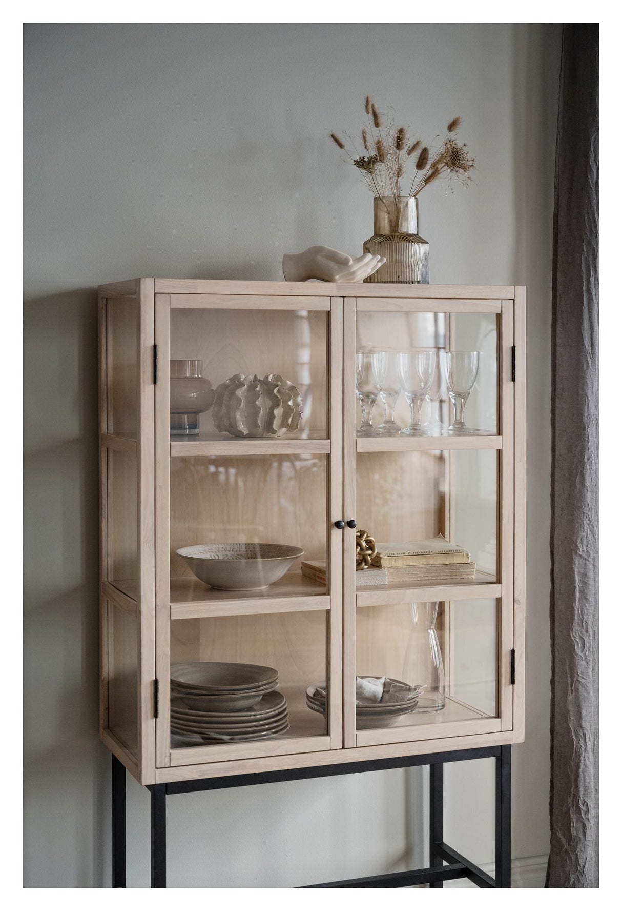 Marshalle Wine Cabinet, White Washed Wood