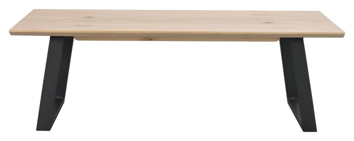 Melville Coffee Table, White Pig. Oak/Black Metal, 140x65