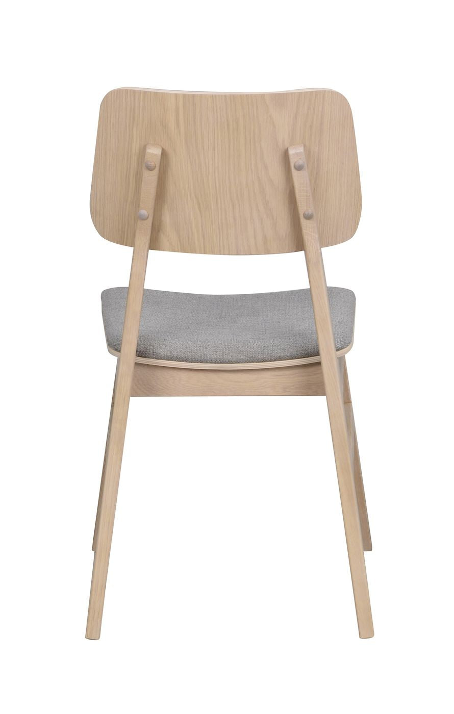 Nagano Dining chair, white washed oak, light gray