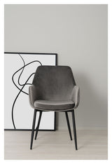 Reily Dining chair with armrests, Gray Velour