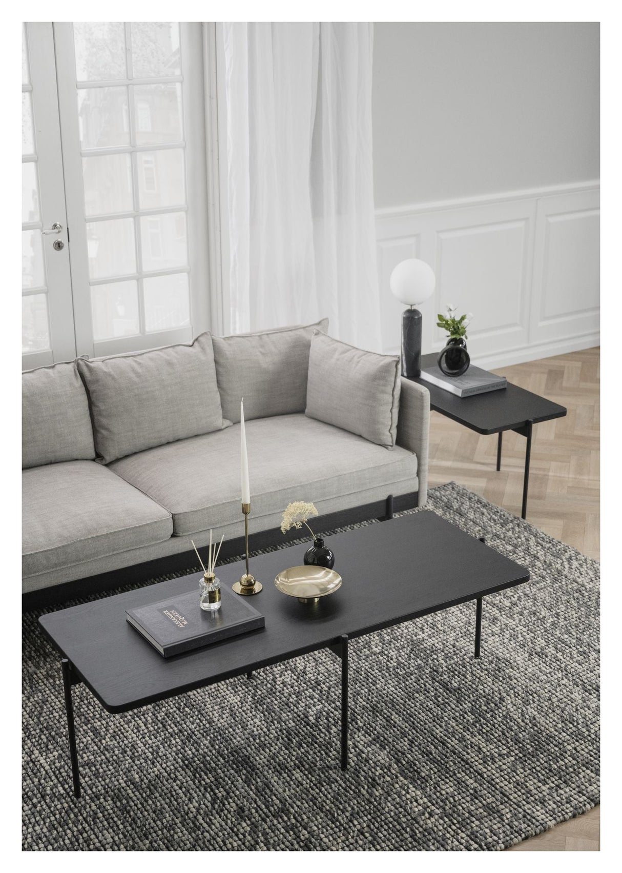 Shelton Coffee table, Black lacquered ash, L95