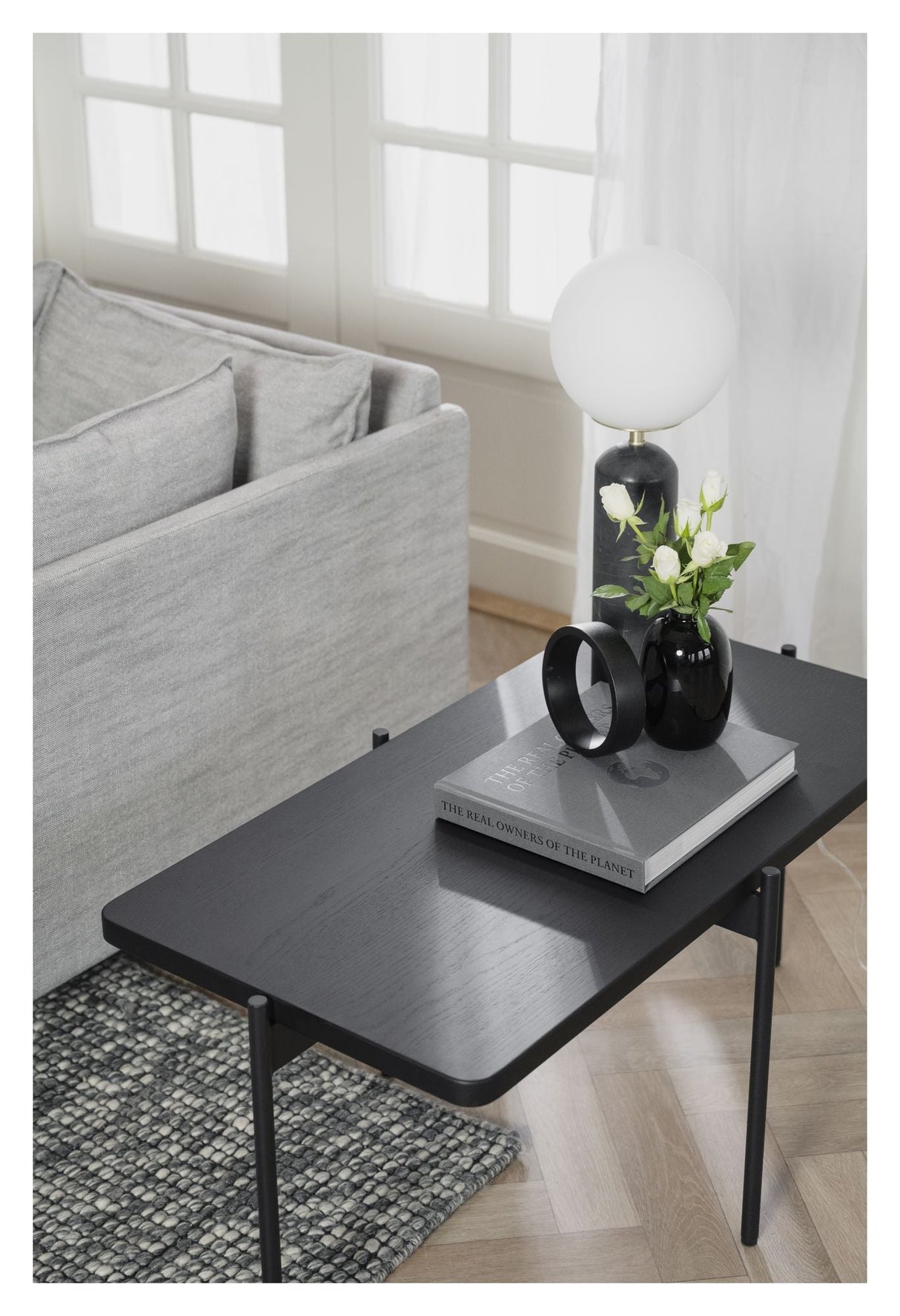 Shelton Coffee table, Black lacquered ash, L95