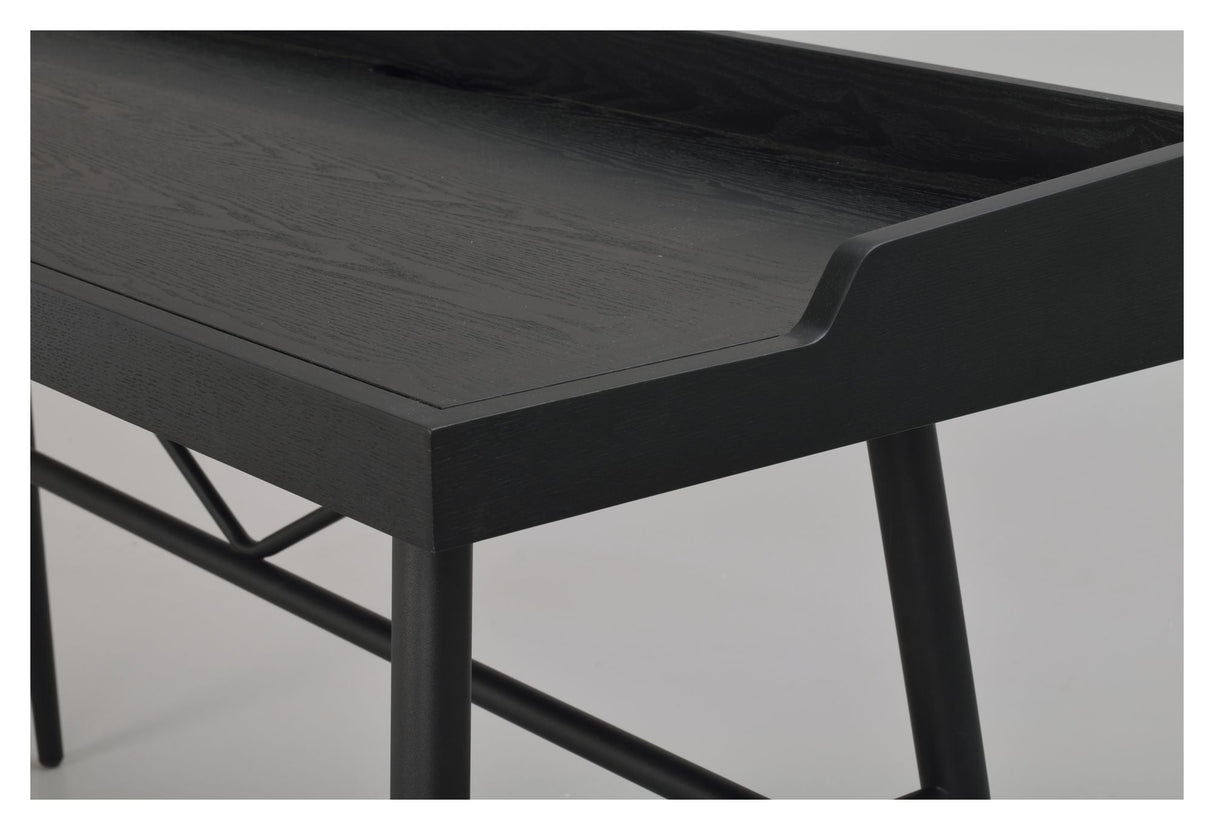 Springdale Desk, Black Lacquered Ash Veneer and Metal