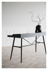 Springdale Desk, Black Lacquered Ash Veneer and Metal