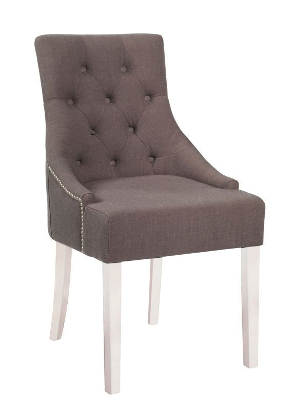 Stella Dining chair, Gray fabric and white legs