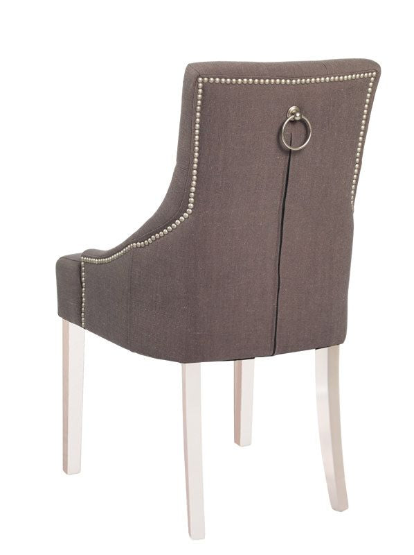 Stella Dining chair, Gray fabric and white legs