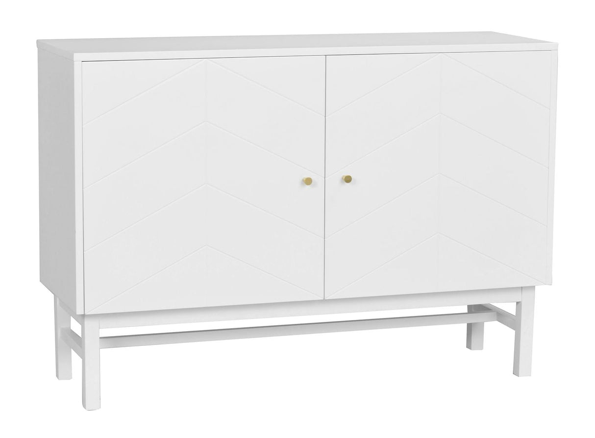 Webster Sideboard, White MDF and rubber wood, L.124