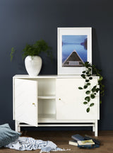 Webster Sideboard, White MDF and rubber wood, L.124