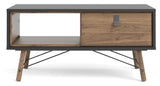 Ry Coffee table with 1 drawer - Walnut look/Mat Black