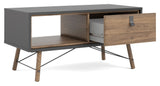 Ry Coffee table with 1 drawer - Walnut look/Mat Black