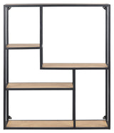 Seaford Wall Hanged Bookshelf w. 3 shelves, Black/Nature