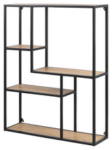 Seaford Wall Hanged Bookshelf w. 3 shelves, Black/Nature