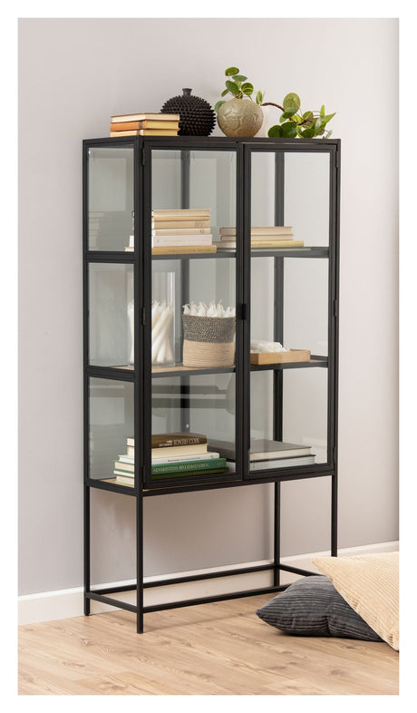 Seaford Wine Cabinet, Black/Nature