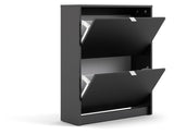 Shoes Shoe cabinet 2 folding doors with 2 compartments - Mat Black