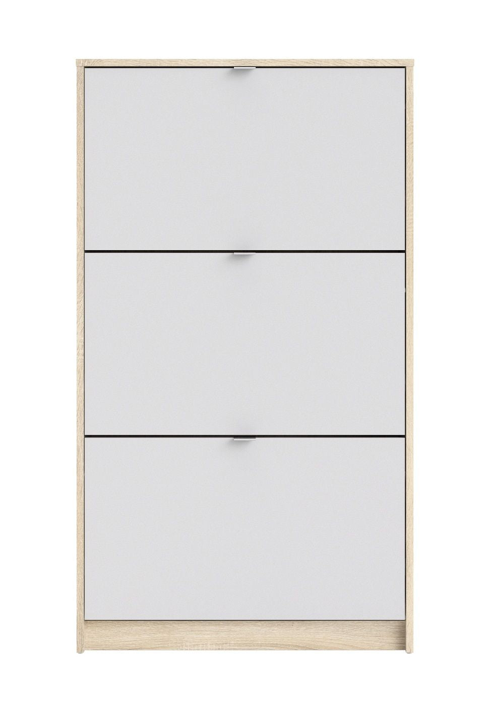 Shoes Shoe cabinet 3 folding doors with 2 compartments - Oak structure/White