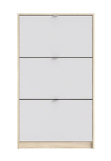 Shoes Shoe cabinet 3 folding doors with 2 compartments - Oak structure/White