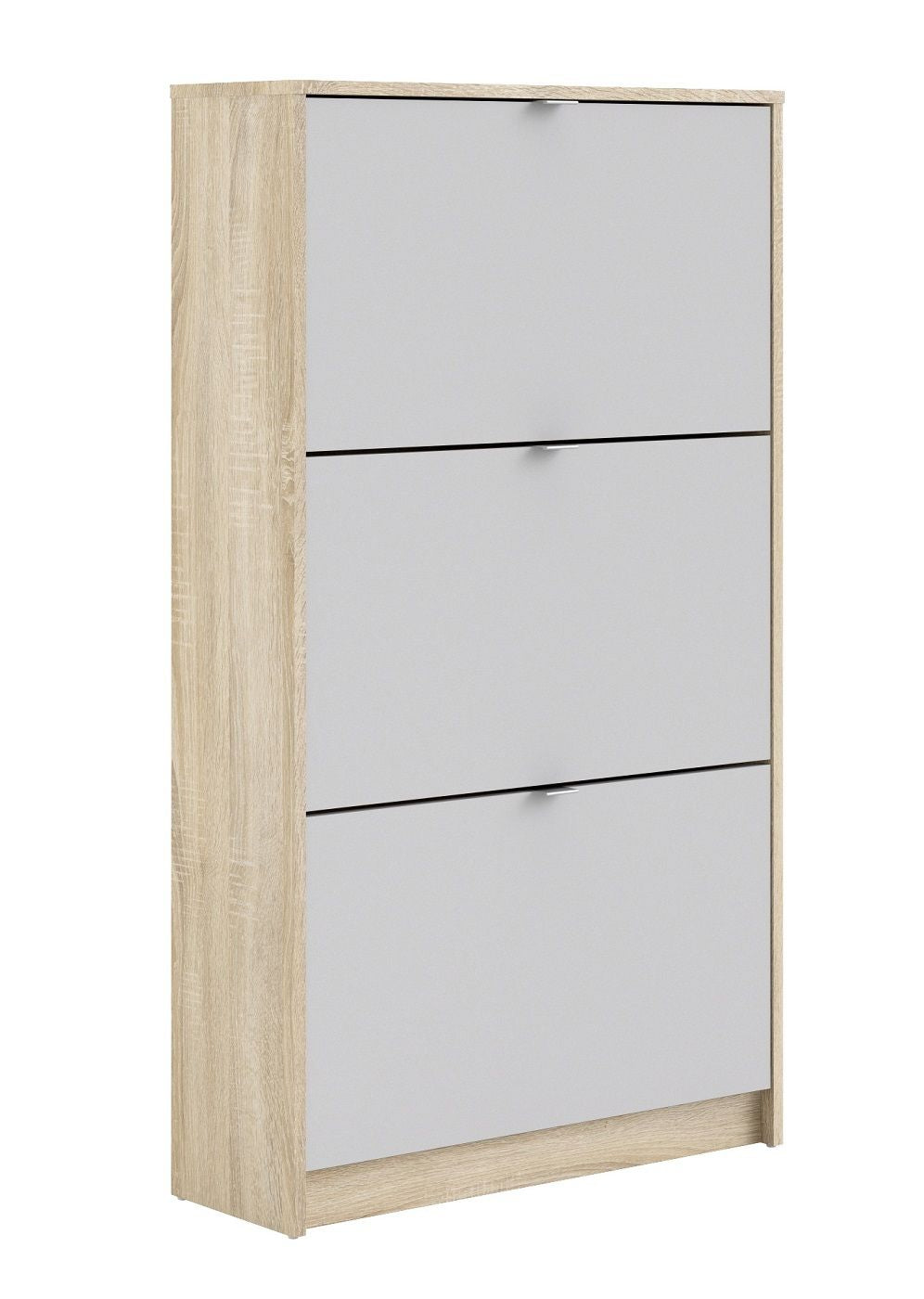 Shoes Shoe cabinet 3 folding doors with 2 compartments - Oak structure/White