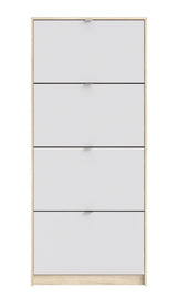 Shoes Shoe cabinet 4 folding doors with 2 compartments - Oak structure/White