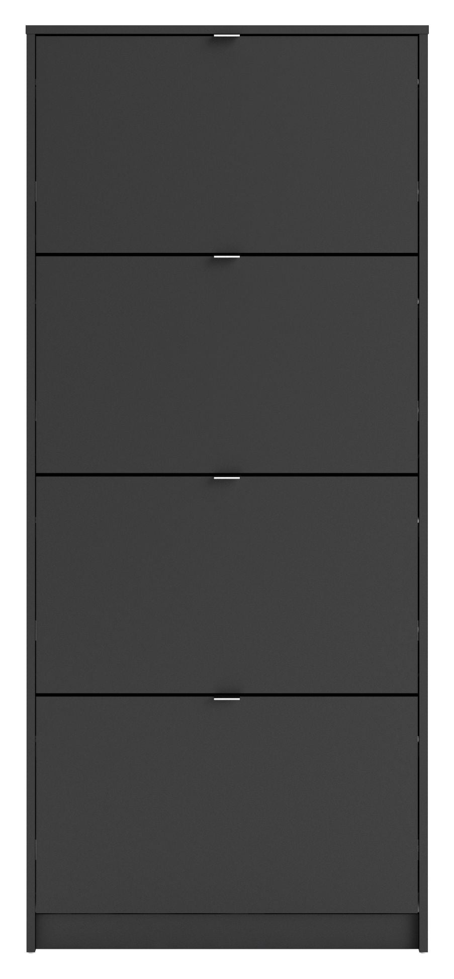 Shoes Shoe cabinet 4 folding doors with 2 compartments - Mat Black