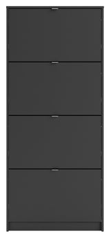 Shoes Shoe cabinet 4 folding doors with 2 compartments - Mat Black