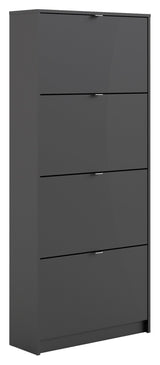 Shoes Shoe cabinet 4 folding doors with 2 compartments - Mat Black