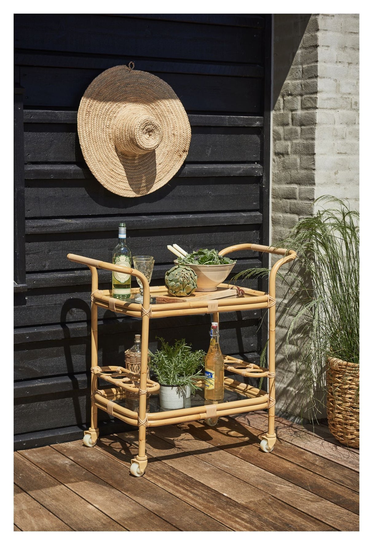 Carlo Exterior Roller Table, Alu-Rattan