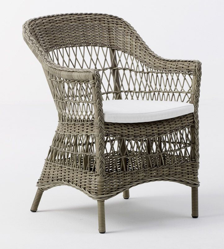 Charlot Exterior Wicker Chair, Antique Gray